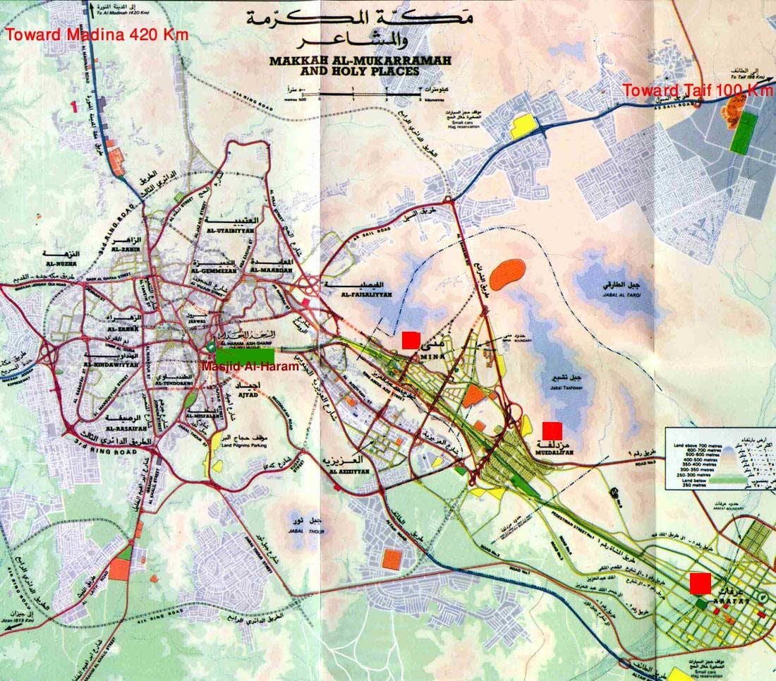麦加的谢里夫圣地的地图