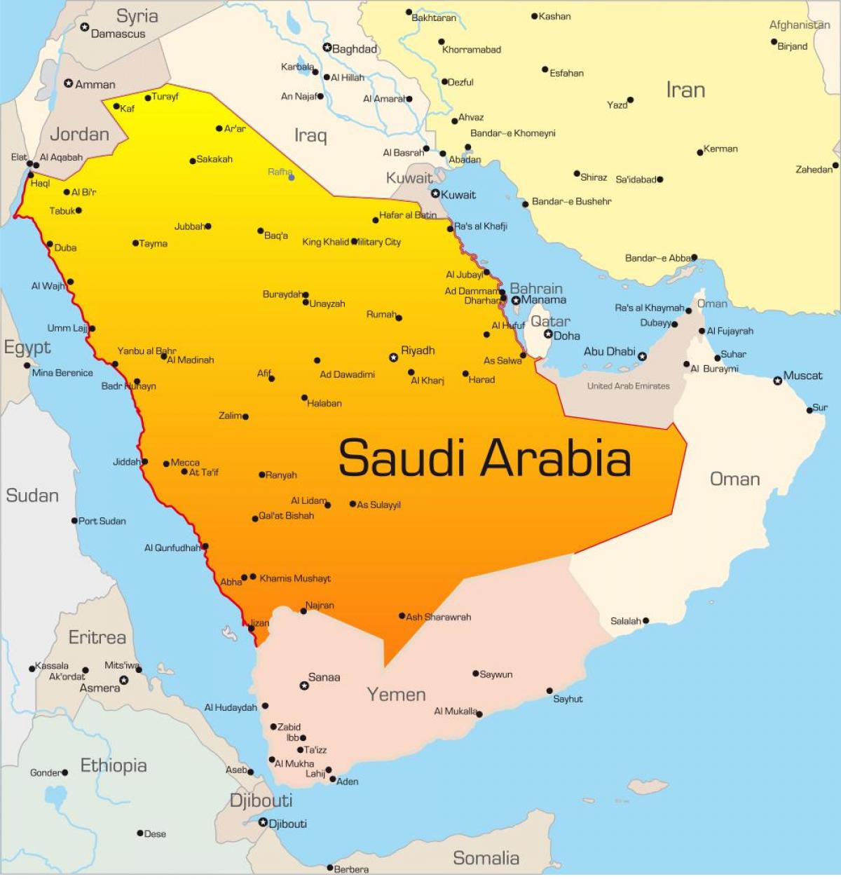 麦沙特阿拉伯的地图
